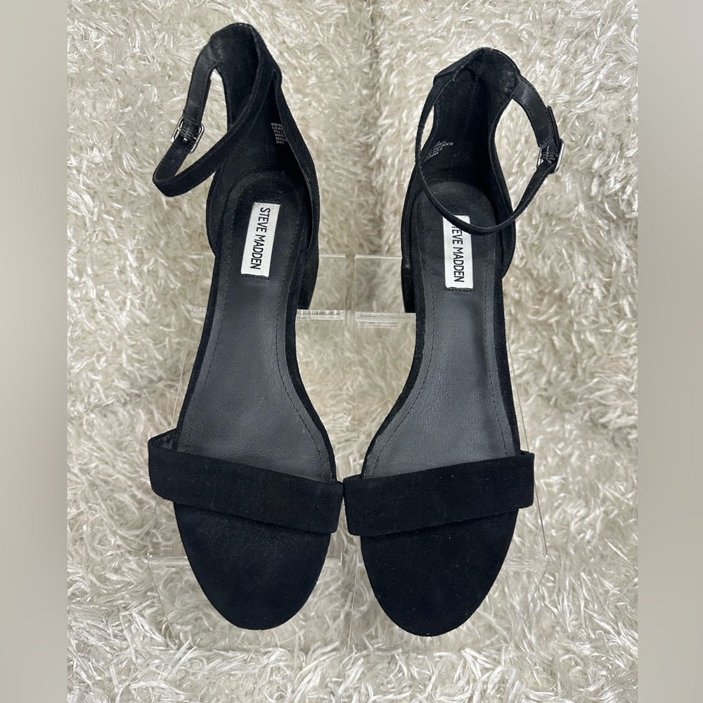 Steve Madden Irene Black Suede Block Heeled Pump Women’s 9.5 - Picture 2 of 9